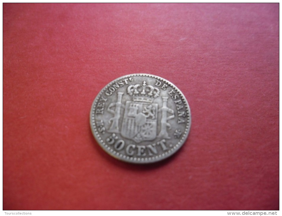 ESPAGNE @ 50 Centimos Alfonso XII De 1880 Argent Silver 2,5 Gr à 83,5 % @ 2 Photos - Eerste Muntslagen