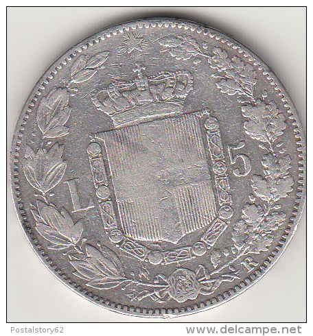 Regno D´Italia, Umbero Primo. Scudone Arg.  Da Lire 5 Conservazione MB Senza Colpi Anno 1879 - 1878-1900 : Umberto I.