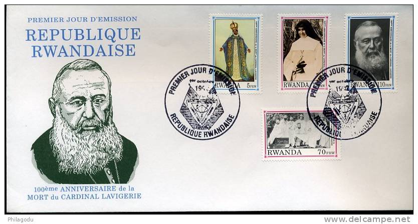 RWANDA  Cardinal Lavigerie FDC Illustré 1992   Acheté Uniquement Sur Place Durant Génocide ! - 1990-…