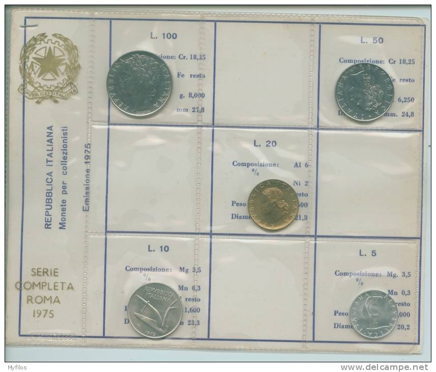 1975 ITALIA REPUBBLICA ANNATA  DI CIRCOLAZIONE NUOVA FDC IN CONFEZIONE - Set Fior Di Conio