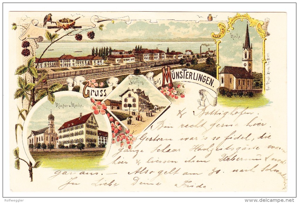 AK TG Münsterlingen Gruss Aus Litho Carl Künzli #652 Ges. 13.7.1899 Bottighofen Nach Tägerweilen - Münsterlingen