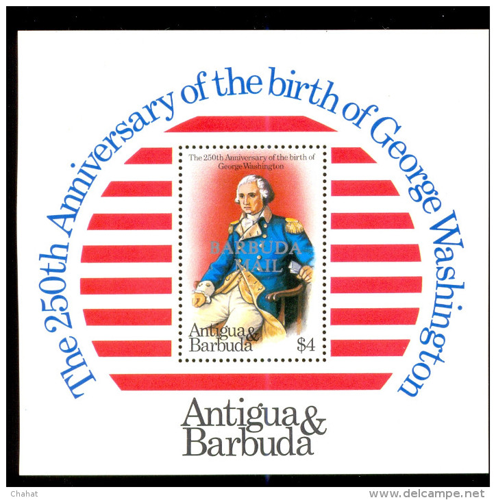 GEORGE WASHINGTON-250th BIRTH ANNIVERSARY-MS-ANTIGUA & BARBUDA-MNH-M-21 - George Washington