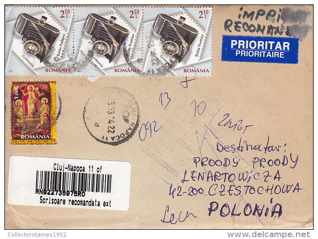 31526- BALDA PONTINA FOLDING CAMERA, JESUS' RESURRECTION, STAMPS ON REGISTERED COVER, 2014, ROMANIA - Brieven En Documenten