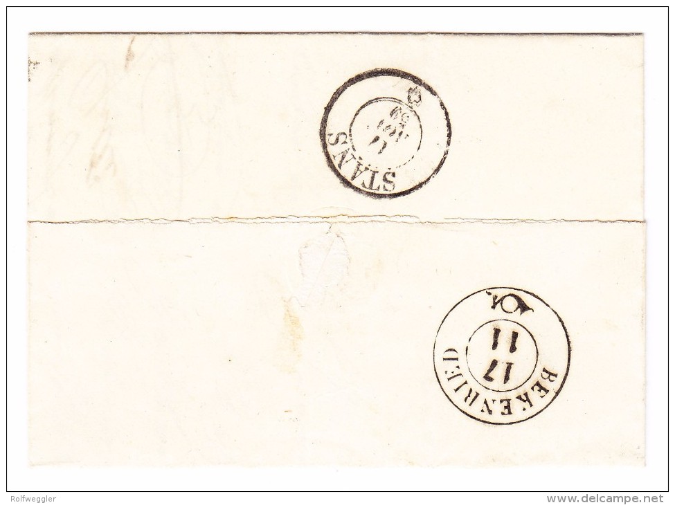 Heimat NW Beckenried + Stanz 17.11.1859 Transit Und AK-Stempel Auf Brief Aus Luzern - Briefe U. Dokumente