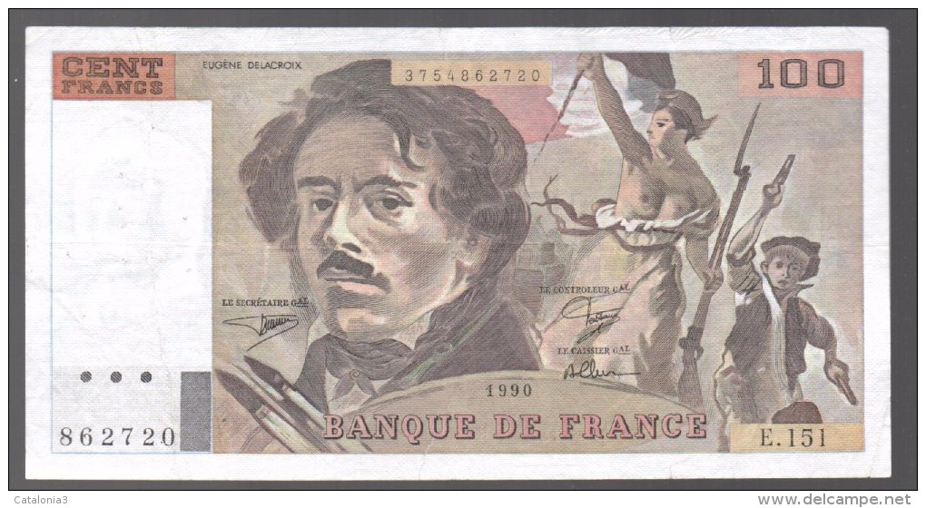 FRANCIA - FRANCE = 100 Francs 1990  P-154 - 100 F 1978-1995 ''Delacroix''