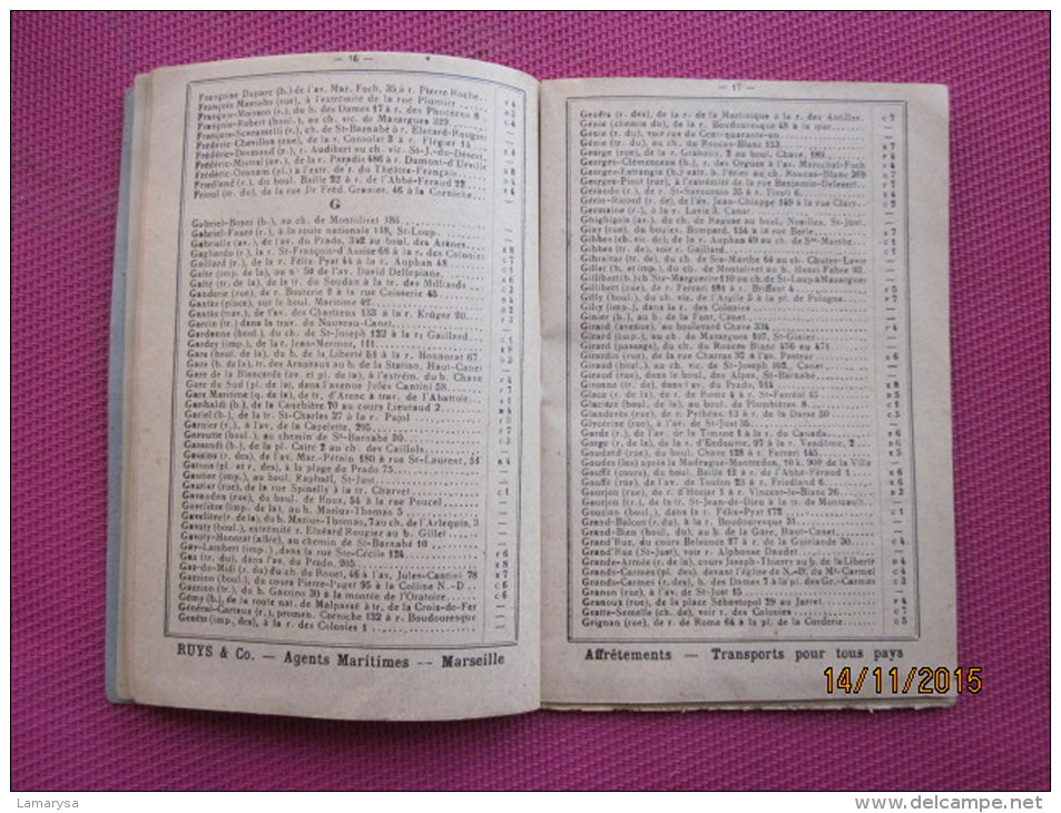 1941 LIVRET MARSEILLAIS CARTE DU RESEAU DES TRAMWAYS RUES PLAN DE MARSEILLE  JULES VIN TARIF VOITURE AUTOMOBILE DE PLACE