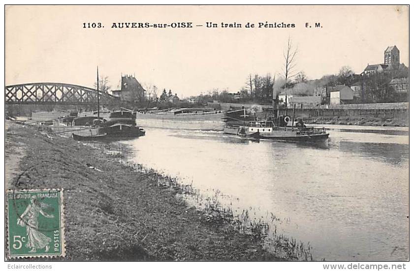 Auvers Sur Oise    95   .Navigation Fluviale. Un Train De Péniches - Auvers Sur Oise