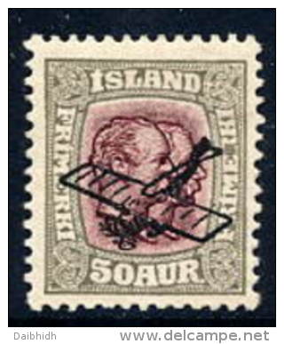 ICELAND 1929 Airmail Overprint On 50 Aurar  MNH (**). Michel 123 - Luftpost