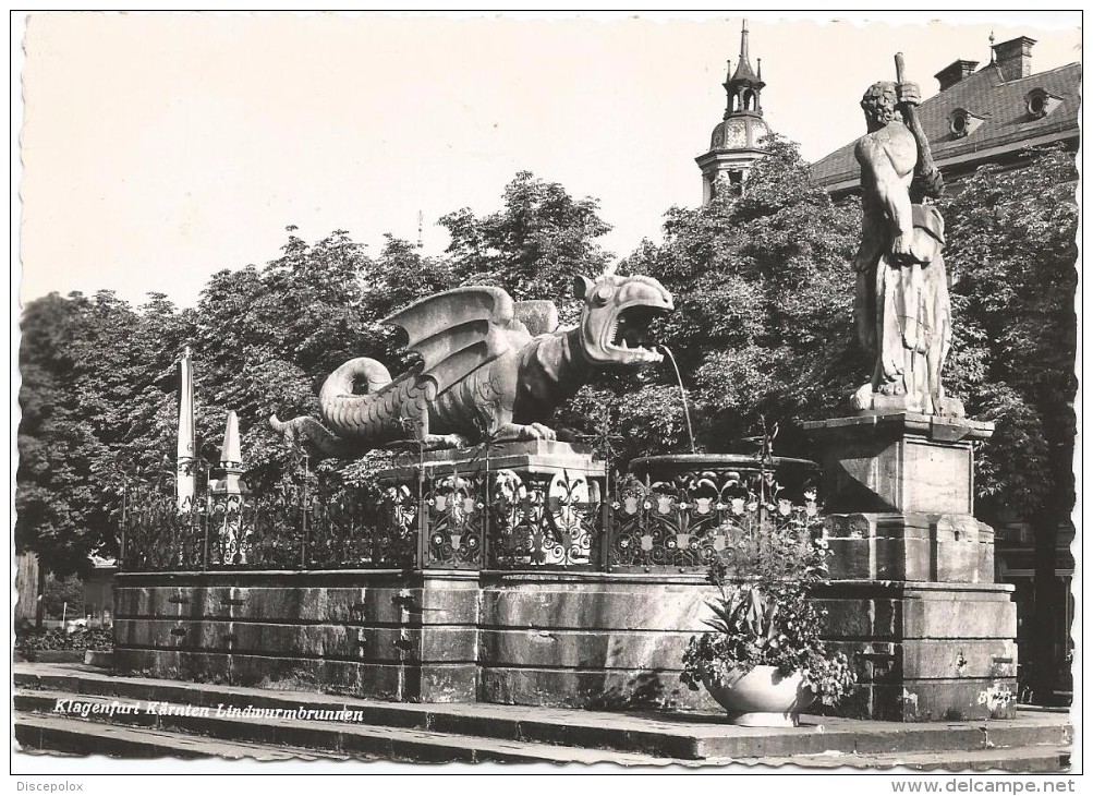 Y1881 Klagenfurt - Karnten - Lindwurmbrunnen / Viaggiata 1957 - Klagenfurt