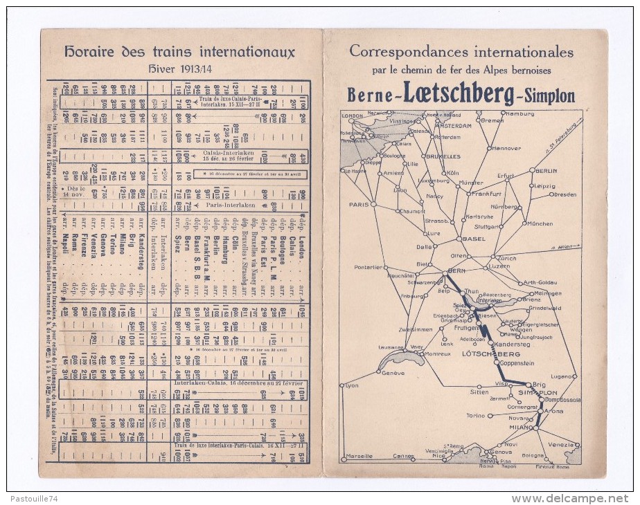 Correspondances Internationales Par Le Chemin De Fer Des Alpes Bernoises. Berne - LOETSCHBERG - Simplon................. - Europa