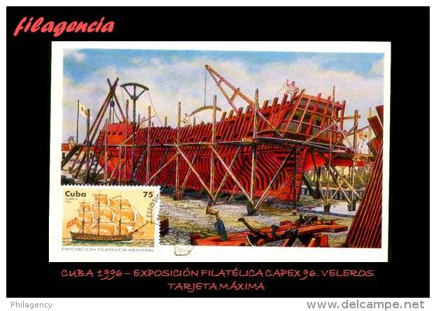 TRASTERO. CUBA. ENTEROS POSTALES. TARJETAS MÁXIMAS 1996. BARCOS VELEROS - Cartoline Maximum