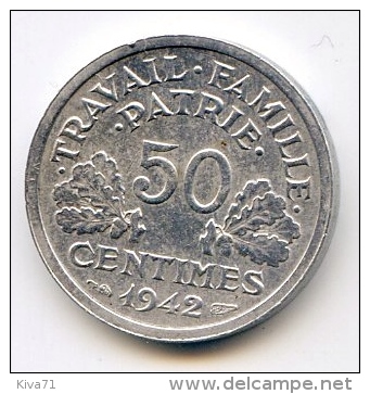 50 Centimes "Etat Français"  Alu 1942   SUP - 50 Centimes