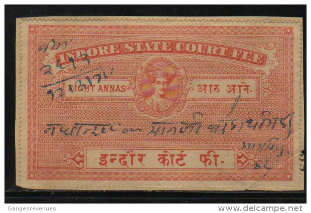 HOLKAR / INDORE  State  8A  Court Fee Type 14 # 87845 Inde Indien  India Fiscaux Fiscal Revenue - Holkar