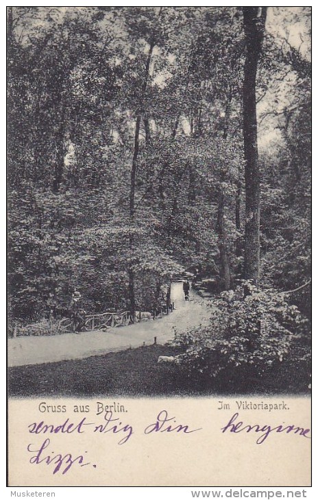 Germany PPC Deutsches Reich Gruss Aus Berlin Im Viktoriapark BERLIN 1905 To Denmark (2 Scans) - Tempelhof