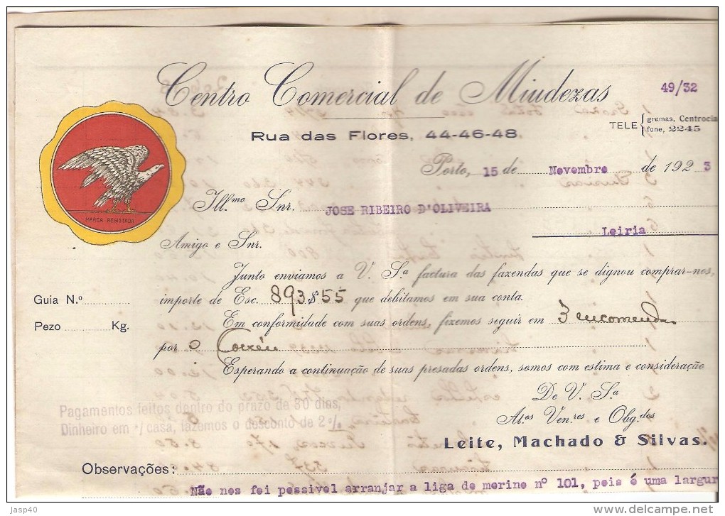 CARTA CIRCULADA EM PORTUGAL (COM DOCUMENTOS) - Brieven En Documenten