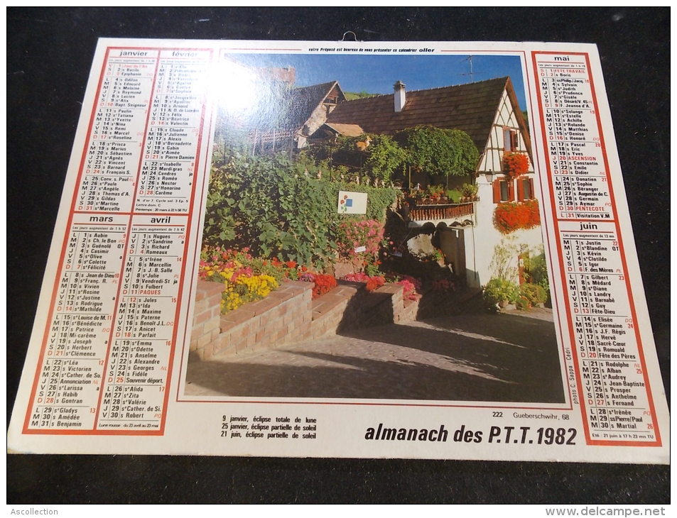 Calendrier Des Postes PTT 1982 Rochefort En Terre Gueberschwihr - Grossformat : 1981-90