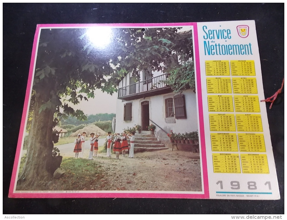 Calendrier Des Service Du Nettoiement Eboueurs De France 1981 - Grossformat : 1981-90