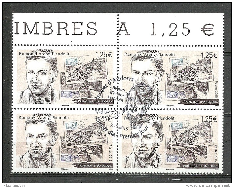 EUROPA- ANDORRA CORREO FRANCES 4 SELLOS DEL 2015 * MATASELLOS DE PRIMER DIA (C.H.C11.15) - Used Stamps