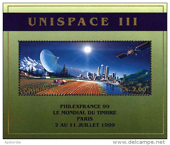 Nations Unis - 1999 UNISPACE III - Set Of 4 Blocs From GE,NY,VIENNA + Special Philexfrance 99 - Verzamelingen