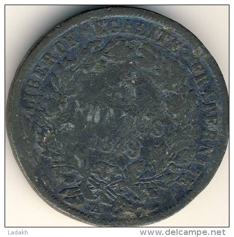 FAUX # CERES #  5 FRANCS  # 1849  #  DIAM 36 MM # 15 GR # ATELIER A # PARIS  # ETAIN ? # - Variétés Et Curiosités