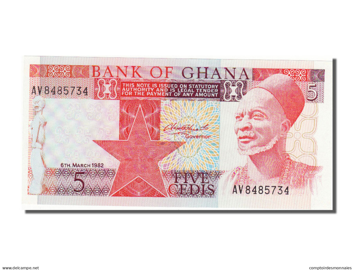 Billet, Ghana, 5 Cedis, 1982, 1982-03-06, NEUF - Ghana