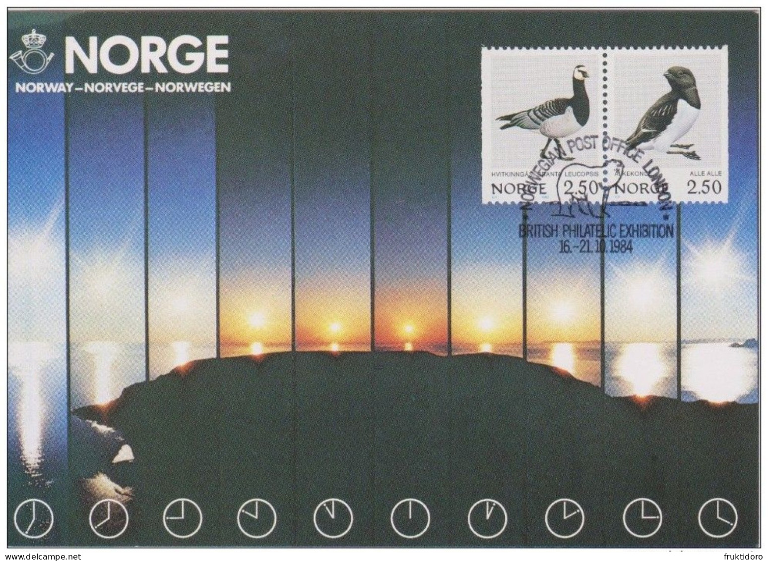 Norway Exhibition Cards 1984 With Mi 883-884 Birds - Barnacle Goose - Branta Leucopsis - Little Auk - Verzamelingen