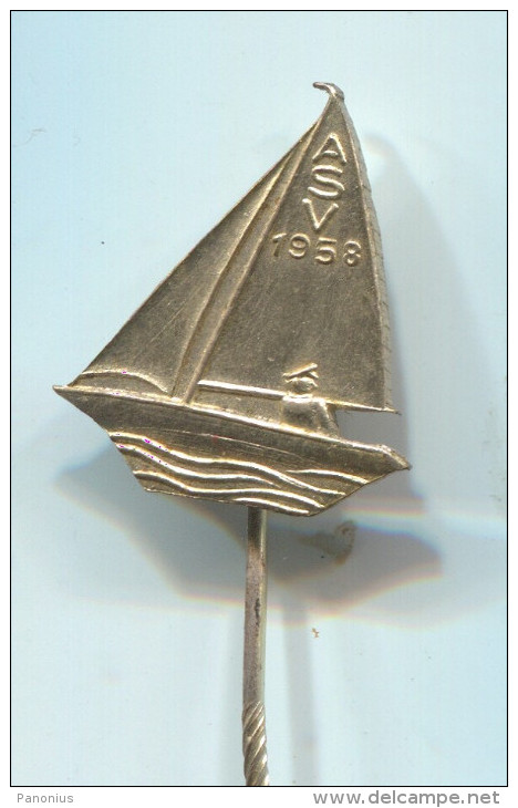 ASV 1958. Sailboat Sailer - Holland Netherlands, Vintage Pin Badge - Segeln