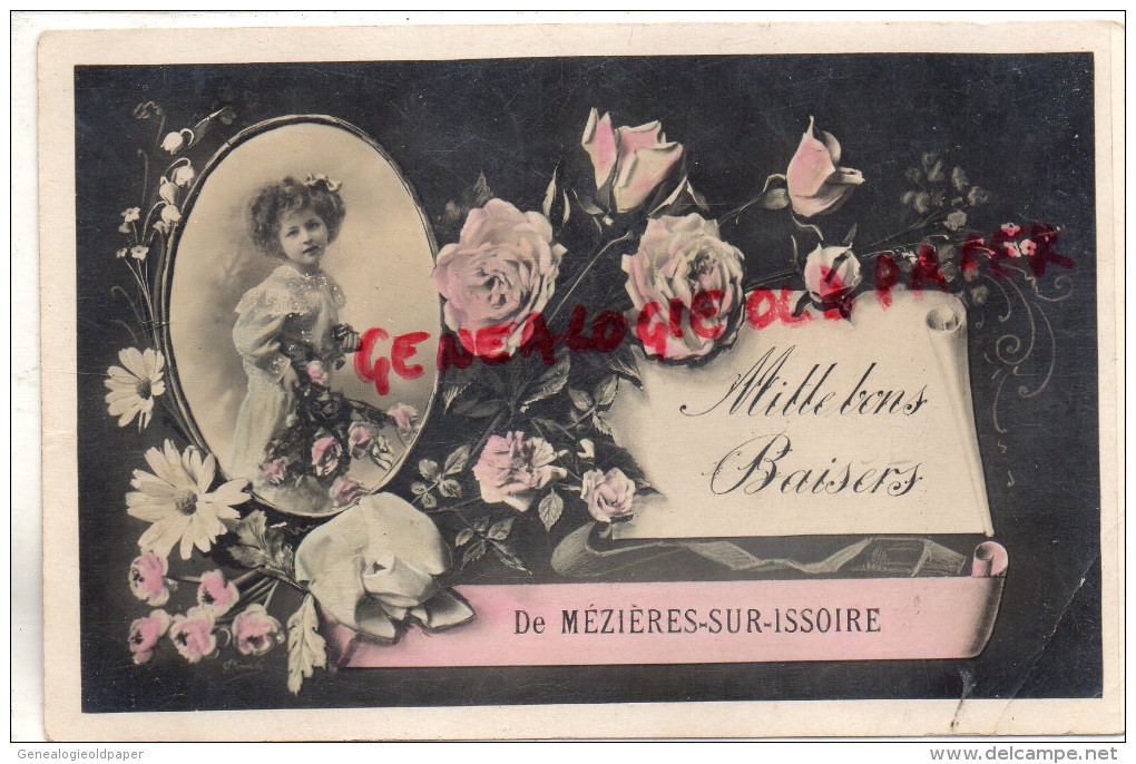 87 - MEZIERES  SUR ISSOIRE - MEZIERE - MILLE BONS SOUHAITS - ENFANT AU BOUQUET DE ROSES - Meziere Sur Issoire