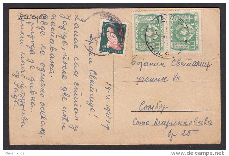 YUGOSLAVIA - Stationery Sent From Jajce To Sombor, Year 1948 - Charity Stamps First Aid - PORTO - Autres & Non Classés