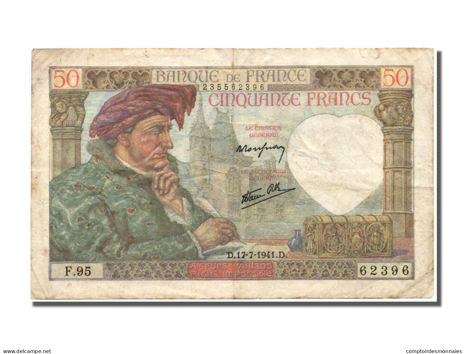 Billet, France, 50 Francs, 50 F 1940-1942 ''Jacques Coeur'', 1941, 1941-07-17 - 50 F 1940-1942 ''Jacques Coeur''