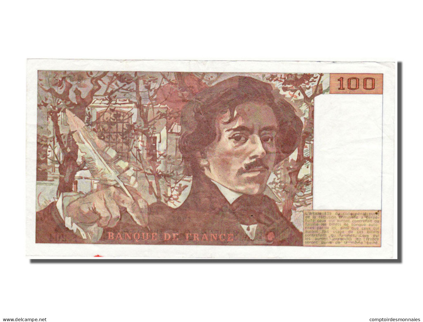 Billet, France, 100 Francs, 100 F 1978-1995 ''Delacroix'', 1991, TTB, Fayette:69 - 100 F 1978-1995 ''Delacroix''