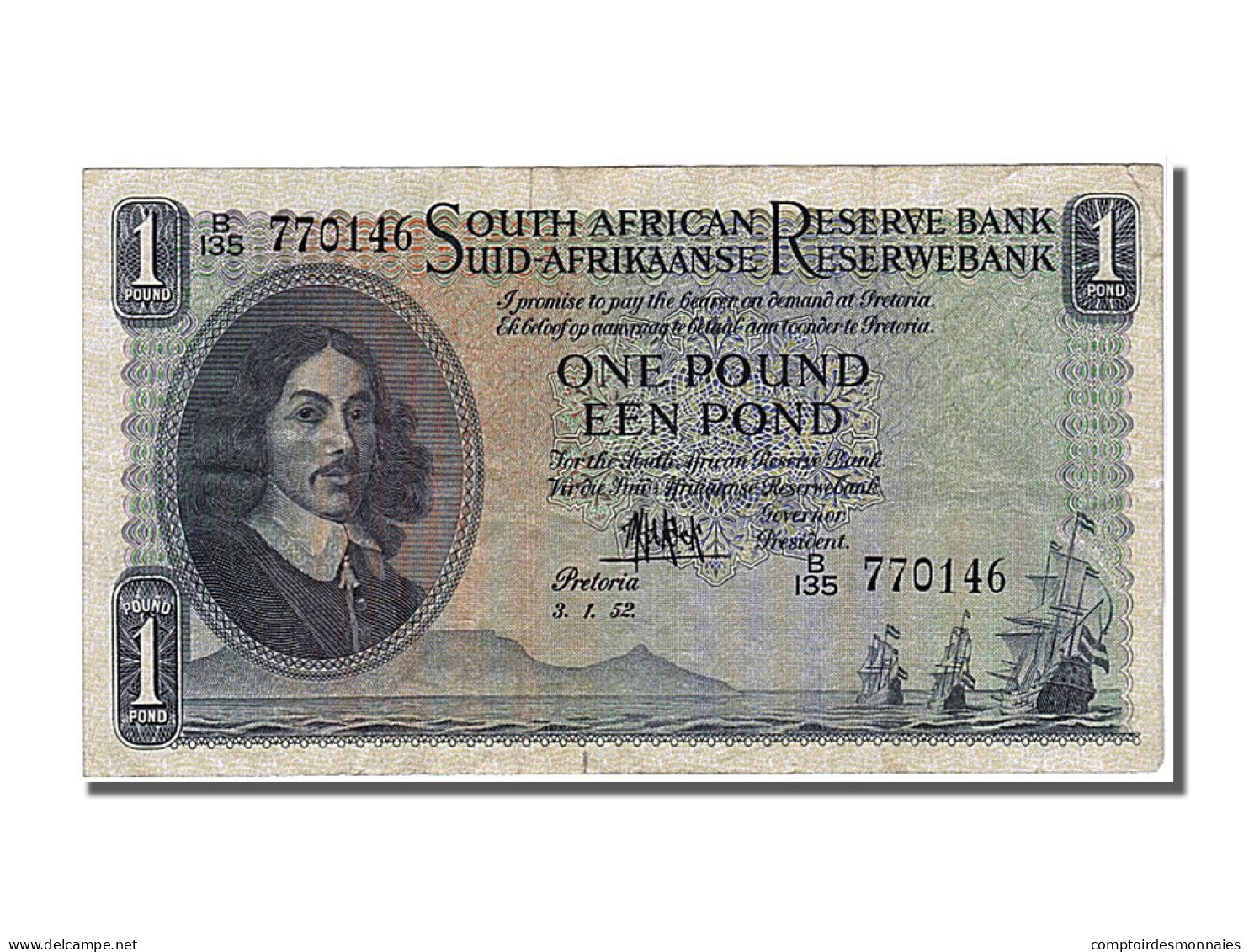Billet, Afrique Du Sud, 1 Pound, 1952, 1952-01-03, SUP - Südafrika