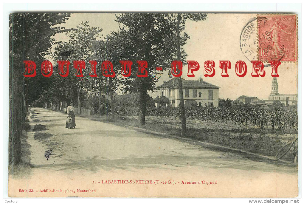 ACHAT DIRECT < 82 - LABASTIDE SAINT PIERRE - AVENUE D'ORGUEIL - CARTE ECRITE Par PIERRE LABRUYERE < DOS SCANNE - Labastide Saint Pierre