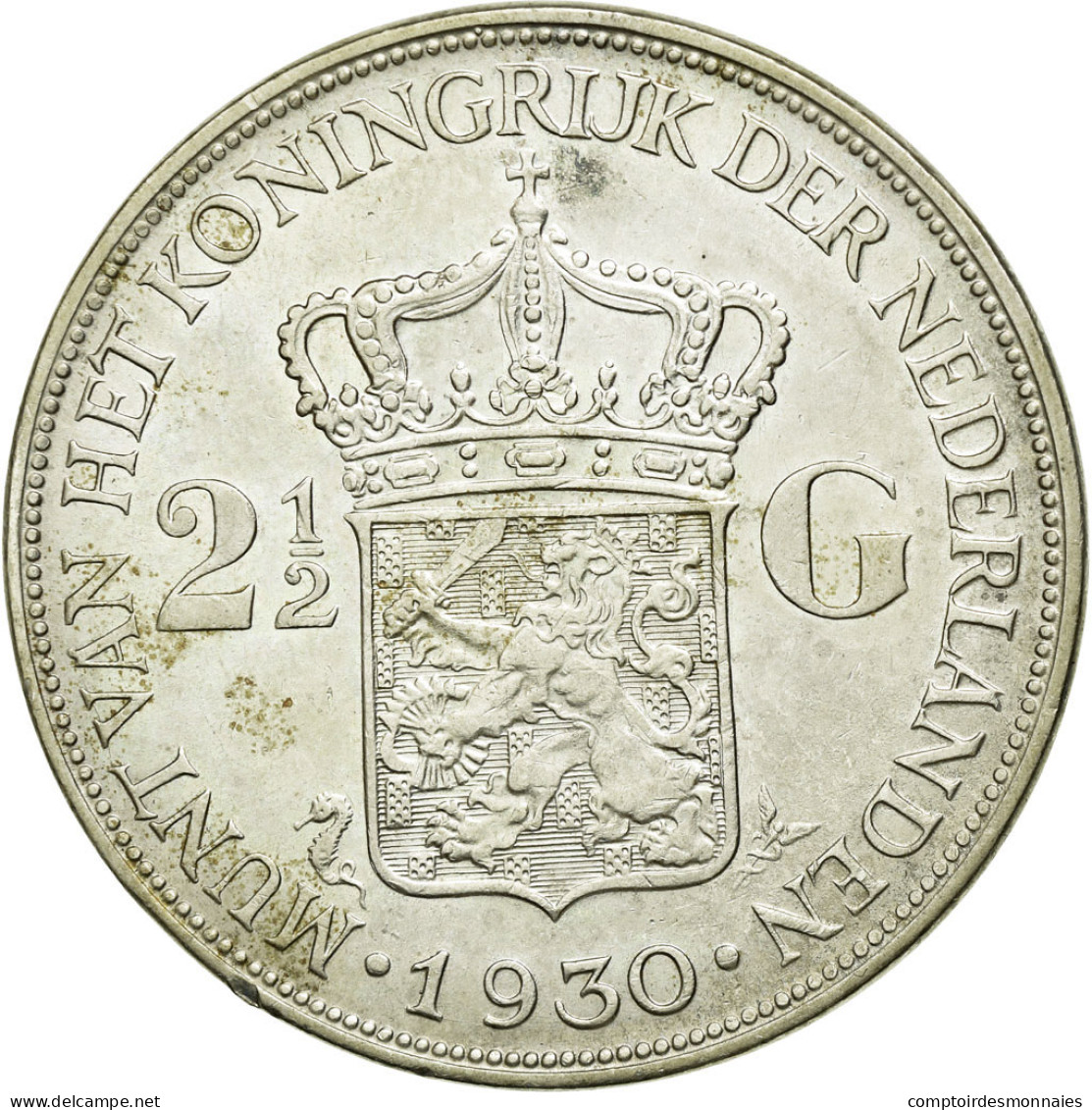 Monnaie, Pays-Bas, Wilhelmina I, 2-1/2 Gulden, 1930, SUP, Argent, KM:165 - 2 1/2 Gulden