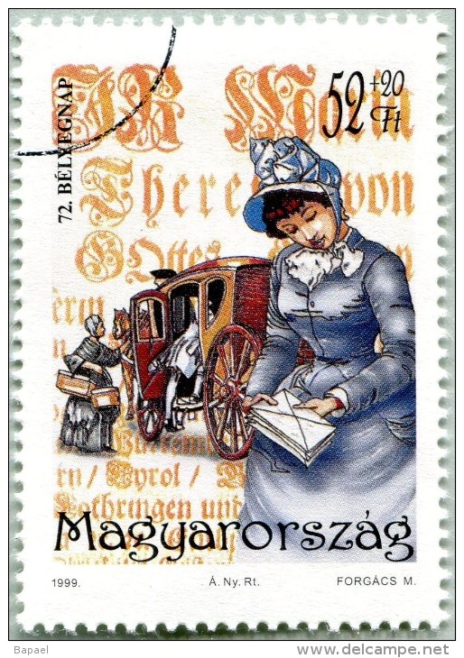 N° Yvert & Tellier 3682 - Hongrie(1999) - Oblitéré (Gomme D'Origine) - 250è Ann. Mise En Service Malles-Poste - Proofs & Reprints