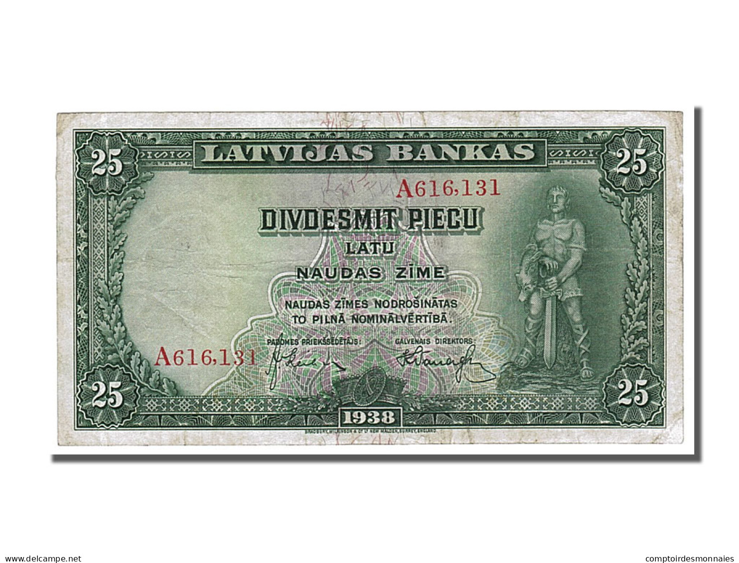 Billet, Latvia, 25 Latu, 1938, TTB - Lettonie