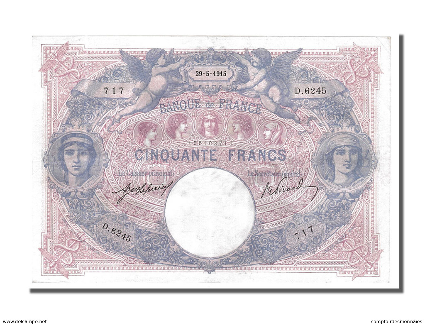 Billet, France, 50 Francs, 50 F 1889-1927 ''Bleu Et Rose'', 1915, 1915-05-29 - 50 F 1889-1927 ''Bleu Et Rose''