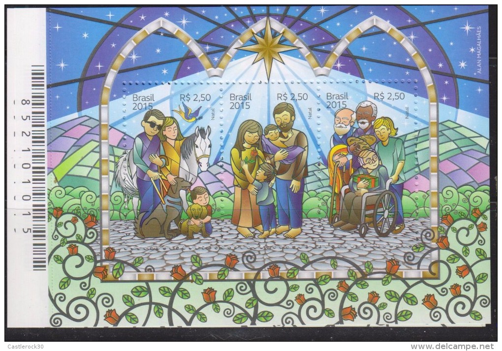 E) 2015 BRAZIL, CHRISTMAS, RELIGION, FAMILY, CONFRATERNIZATION, SOUVENIR SHEET, MNH - Ungebraucht