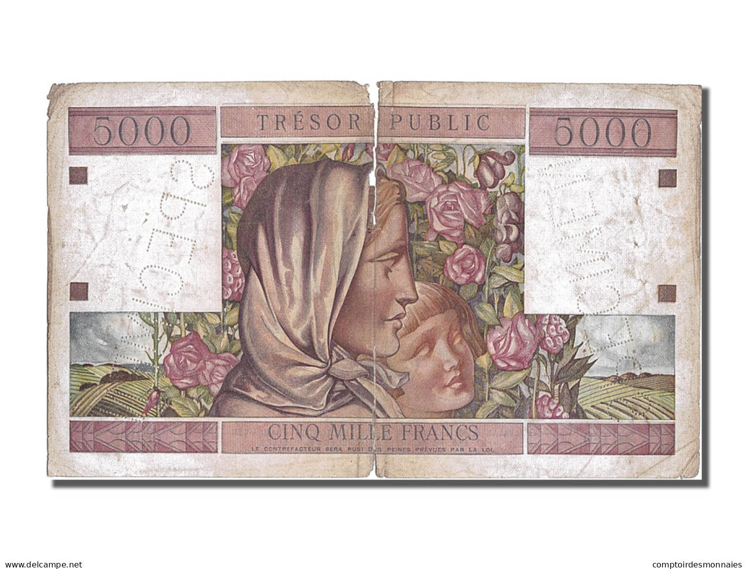 Billet, France, 5000 Francs, 1955-1963 Treasury, 1955, TB, Fayette:V 36.2 - 1955-1963 Treasury