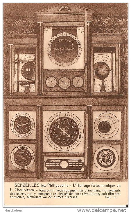 CERFONTAINE - SENZEILLES (5630) : Senzeilles-lez-Philippeville - Horloge Astronomique De L. Charloteaux. CPA. - Cerfontaine