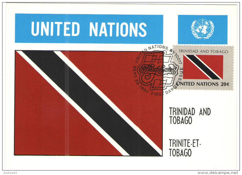 ONU - NAZIONI UNITE - UNITED NATIONS - NATIONS UNIES - 1981 - Flag Series, Trinidad And Tobago - New York - FDC - Maximum Cards