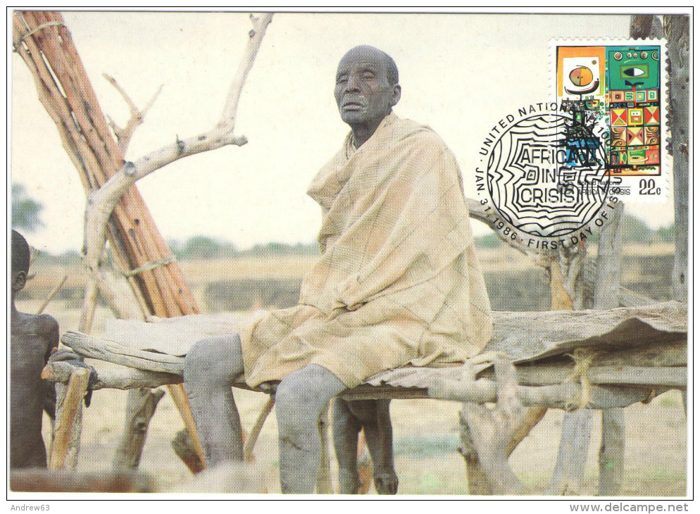 ONU - NAZIONI UNITE - UNITED NATIONS - NATIONS UNIES - 1986 - Africa In Crisis - Carte Maximum - New York - FDC - Maximum Cards