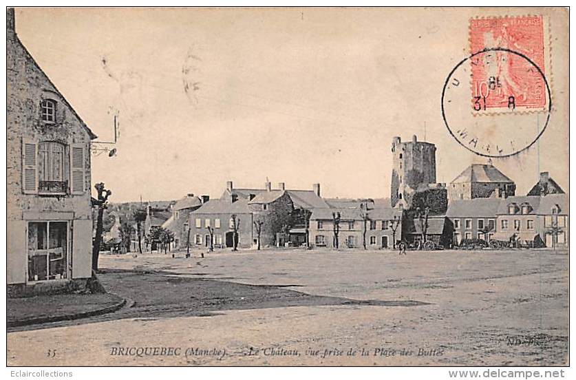 Bricquebec     50      Le Château , Prise De La Place Des Buttes - Bricquebec