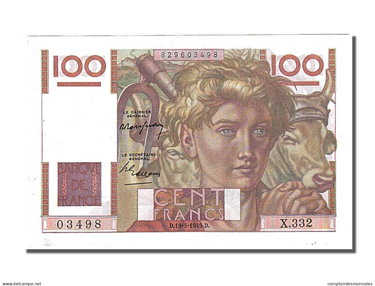 Billet, France, 100 Francs, 100 F 1945-1954 ''Jeune Paysan'', 1949, 1949-05-19 - 100 F 1945-1954 ''Jeune Paysan''