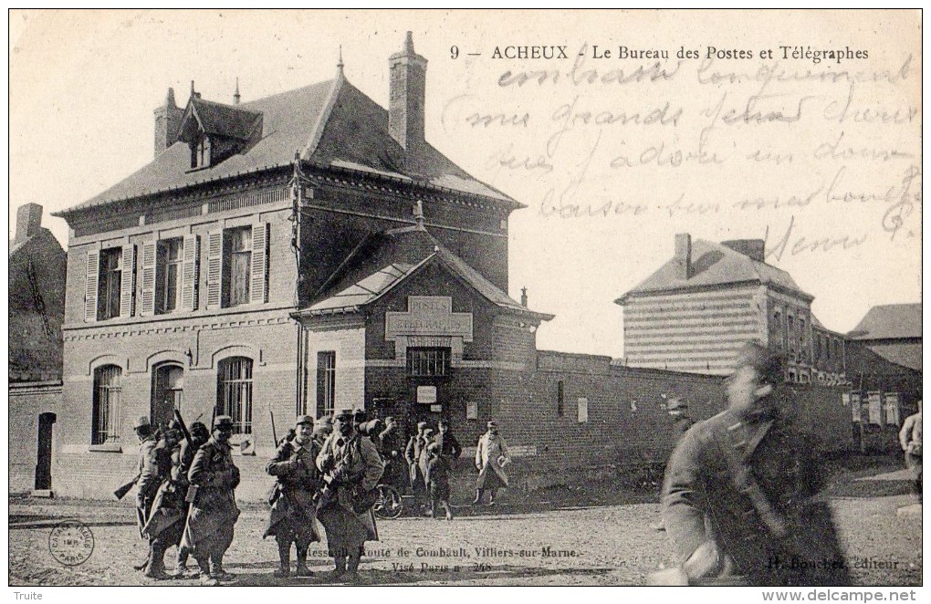 ACHEUX-EN-AMIENOIS LE BUREAU DES POSTESET TELEGRAPHES POILUS - Acheux En Amienois