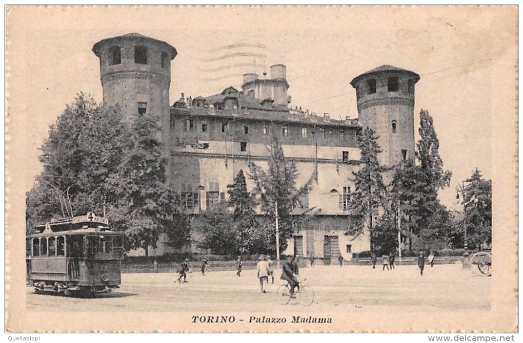 03010 "TORINO - PALAZZO MADAMA"  ANIMATA, TRAMWAY.  CART. SPED. 1919 - Palazzo Madama