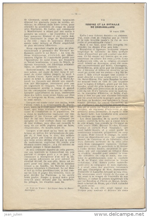 63 - CLERMONT FERRAND - Et Environs - LE DUEL - Journal Du Sieur De La Co , écuyer Homme D´armes  Et M. De Florat - 1589 - Auvergne