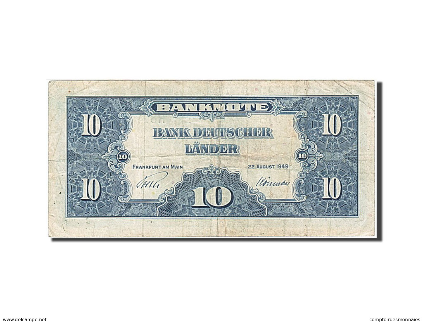 Billet, République Fédérale Allemande, 10 Deutsche Mark, 1949, 1949-08-22, TB - 10 Deutsche Mark