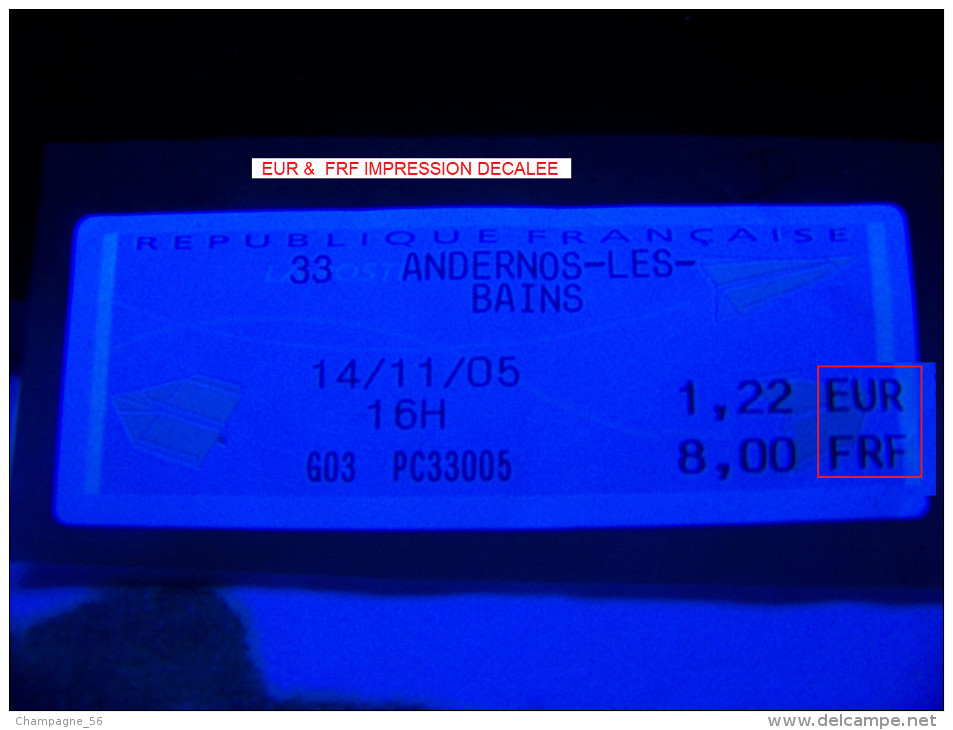 VARIÉTÉS 2001 DEUX BANDES PHOSPHORESCENTES   14-11-2005 OBLITÉRÉ  FRAGMENT - 1999-2009 Illustrated Franking Labels