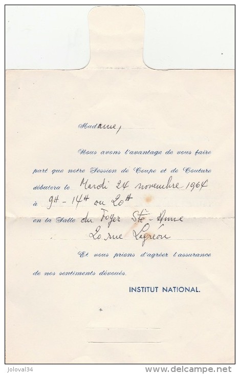 MONACO Yvert  544 Seul Sur Lettre Entête Institut National Coupe Et Couture Cachet Monte Carlo 1964 Avec Correspondance - Cartas & Documentos